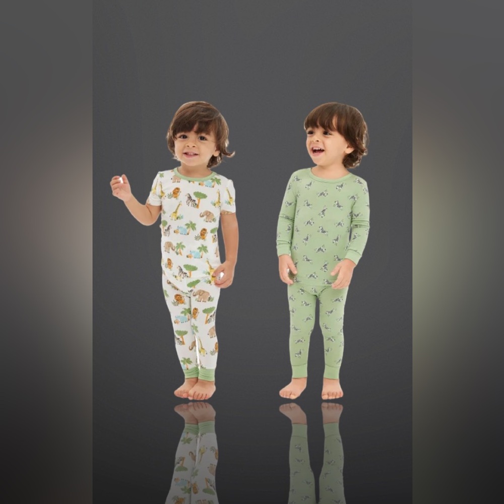 Little Me Dinosaur Pajama Set Color Green and White Size 12 months
